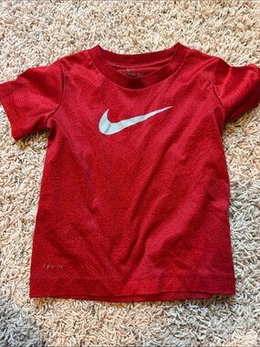 Nike Red Short Sleeve Dri-FIT Tee with White Swoosh